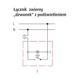 Łącznik zwierny "dzwonek" z podświetleniem pomarańczowym ŁP-6AS/01