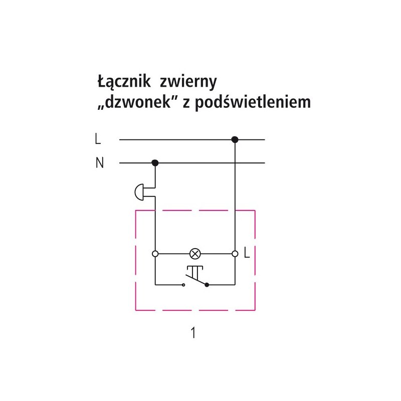 Łącznik zwierny "dzwonek" z podświetleniem pomarańczowym ŁP-6AS/01