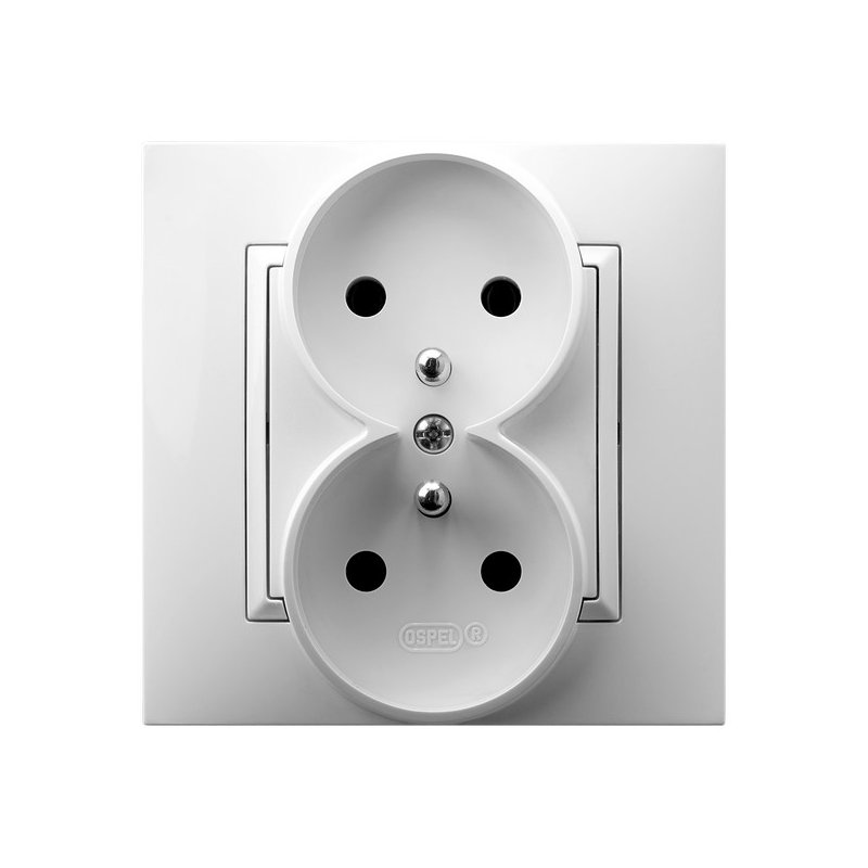 Gniazdo podwójne z uziemieniem kompletne z ramką GP-2UZ/00