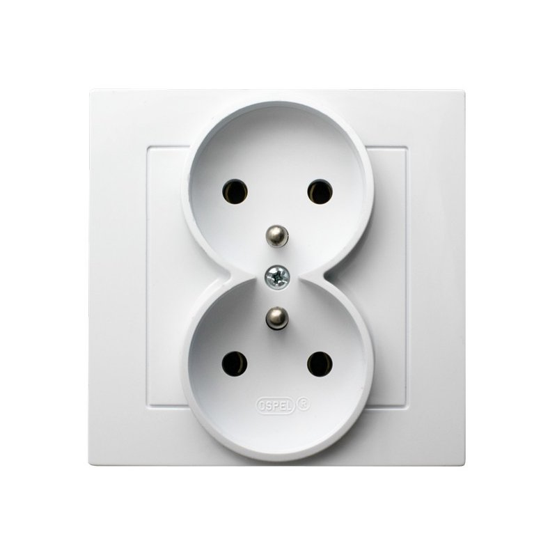 Gniazdo podwójne z uziemieniem kompletne z ramką GP-2GZ/00