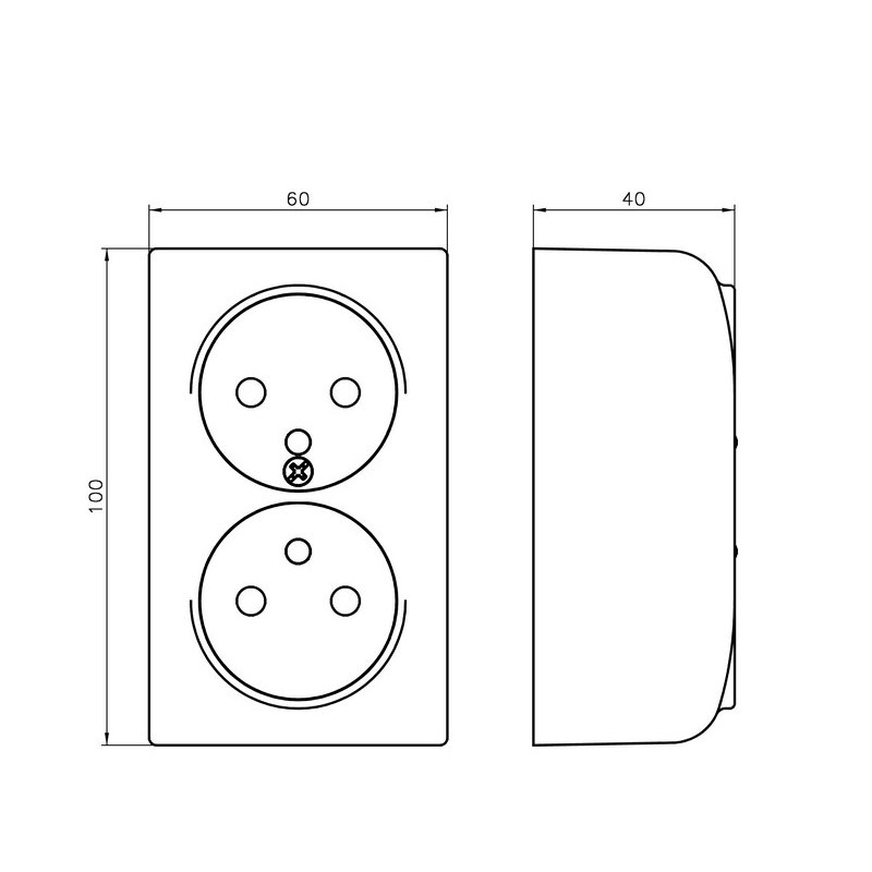 Gniazdo podwójne z uziemieniem GN-2BZ/00