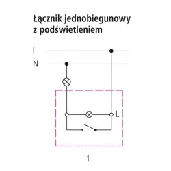 Łącznik jednobiegunowy z podświetleniem pomarańczowym ŁP-1YS/m/27