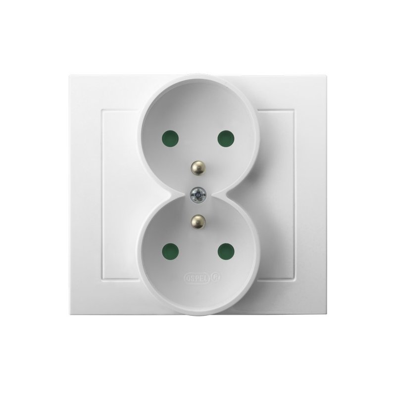 Gniazdo podwójne z uziemieniem z przesłonami torów prądowych GP-2WZP/00