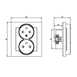 Gniazdo podwójne z uziemieniem, i funkcją niezamienności faz GP-2RC/00
