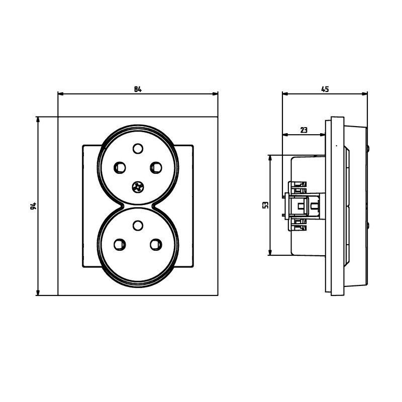 Gniazdo podwójne z uziemieniem, i funkcją niezamienności faz GP-2RC/00