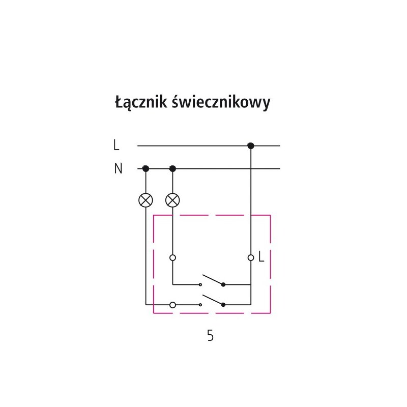 Łącznik dwugrupowy świecznikowy ŁP-2R/m/27