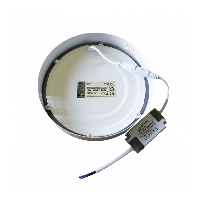 DOWNLIGHT N/T OKRĄG 161x27 12W 4000K 800lm EC79807 BIAŁY ECOLIGHT
