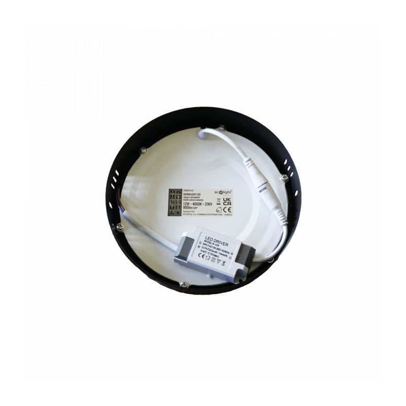 DOWNLIGHT N/T OKRĄG 161x27 12W 4000K 800lm EC20275 CZARNY ECOLIGHT
