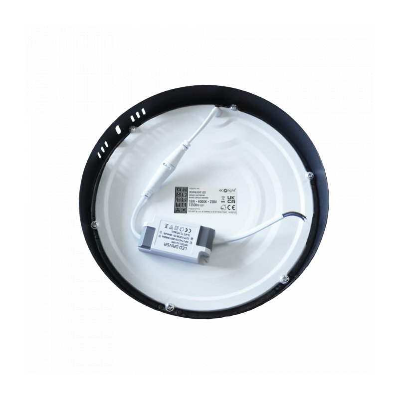 DOWNLIGHT N/T OKRĄG 209x27 18W 4000K 1400lm EC20276 CZARNY ECOLIGHT