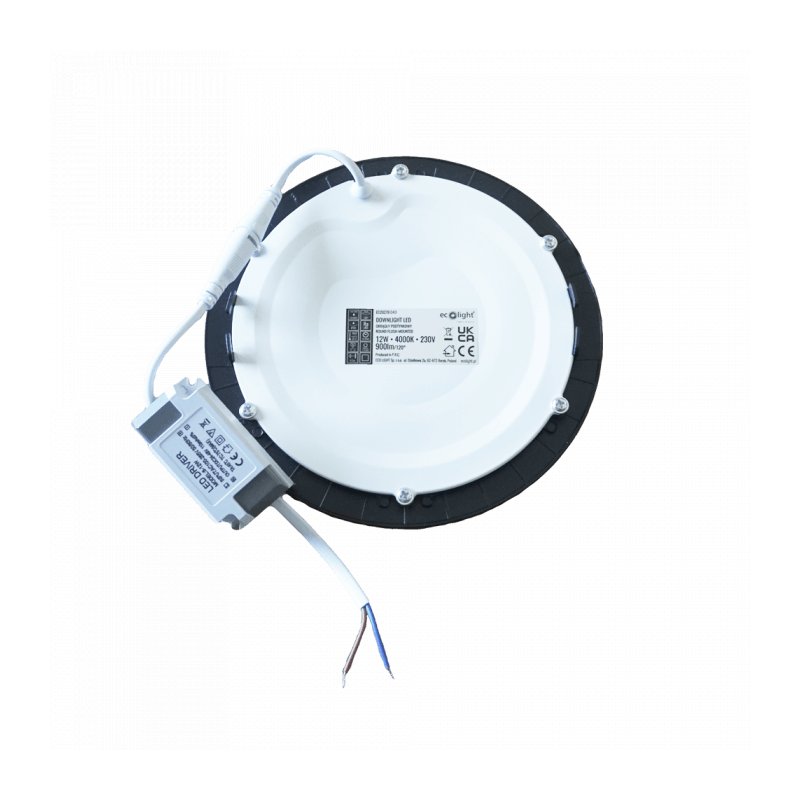 DOWNLIGHT P/T OKRĄG 167x7 12W 4000K 800lm EC20279 CZARNY ECOLIGHT