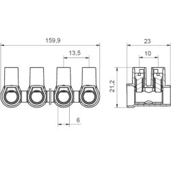 MT 116 N – 16 mm² – 12-torowa Listwa zaciskowa śrubowa termoplastyczna J515104 Elektro Becov