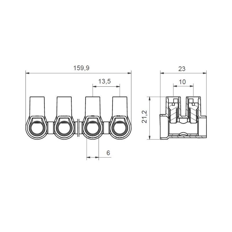 MT 116 N – 16 mm² – 12-torowa Listwa zaciskowa śrubowa termoplastyczna J515104 Elektro Becov