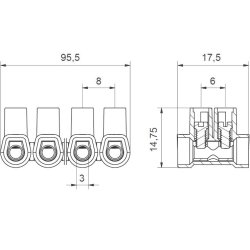 MT 104 N – 2,5 mm² – 12-torowa Listwa zaciskowa śrubowa termoplastyczna J515101 Elektro Becov