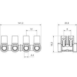 MT 110 N – 10 mm² – 12-torowa Listwa zaciskowa śrubowa termoplastyczna J515103 Elektro Becov