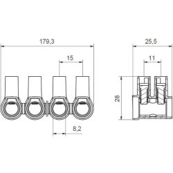 MT 135 N – 35 mm² – 12-torowa Listwa zaciskowa śrubowa termoplastyczna J515105 Elektro Becov