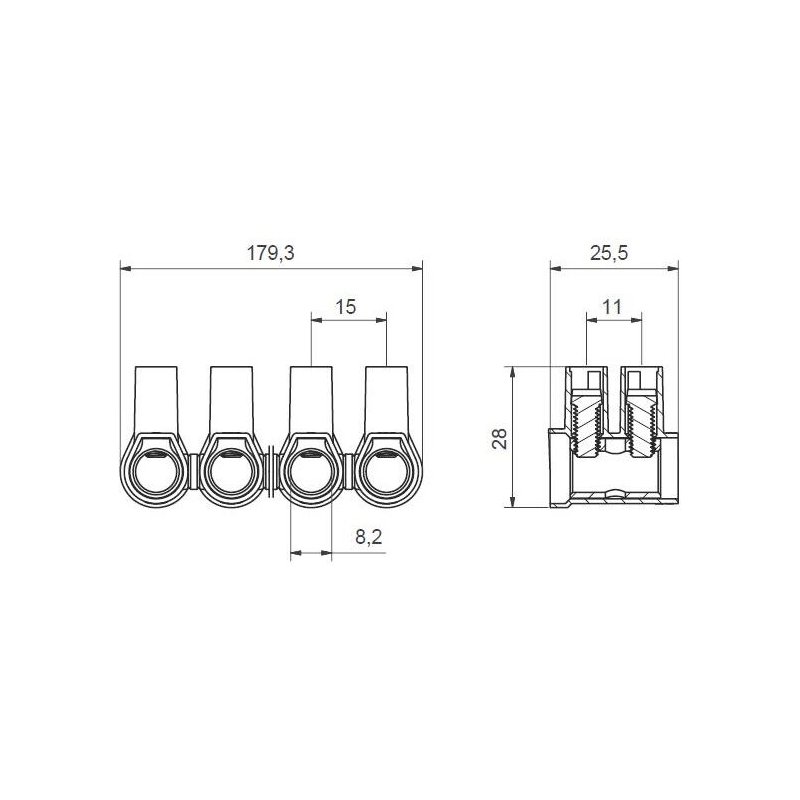 MT 135 N – 35 mm² – 12-torowa Listwa zaciskowa śrubowa termoplastyczna J515105 Elektro Becov