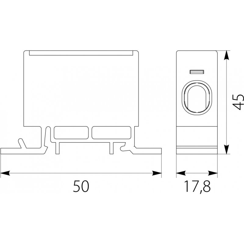 Złączka szynowa przelotowa 2-przewodowa 16-50mm2 ZP50 Cu/s