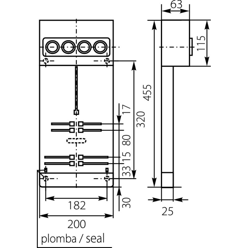 Tablica licznikowa TL-1F/3F-4X25A