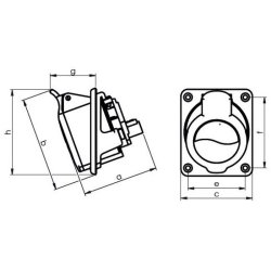 Gniazdo siłowe tablicowe 16A/5P skośne