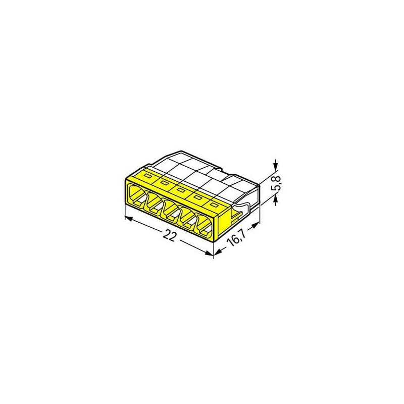 Szybkozłączka 5x 0,5‑2,5mm2 transparentna/żółta 2273‑205 WAGO