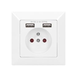 Gniazdo pojedyncze 2P+Z, USBx2