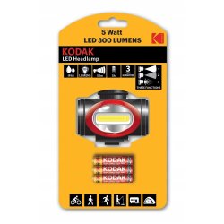 Latarka czołowa KODAK LED HL 300lm, IP44, 3xAAA CZERWONO-CZARNA