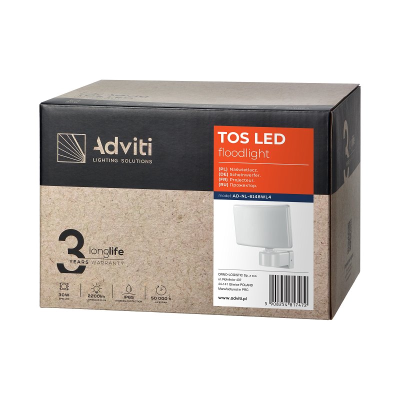 TOS LED 30W naświetlacz ogrodowy LED Biały