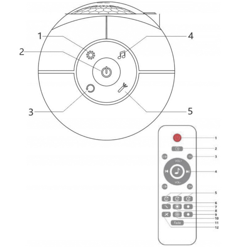 Lampka nocna z pilotem projektor gwiazd z muzyką relaksacyjną głośnik bluetooth