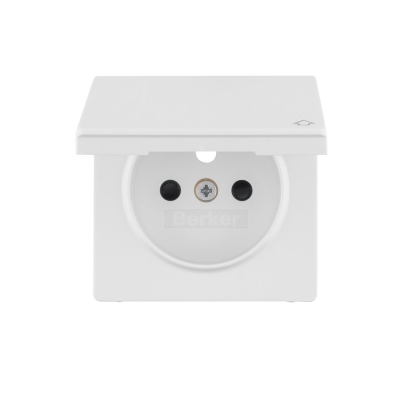 Płytka czołowa do gniazda z uziemieniem z pokrywą z przesłonami styków Berker Q.1/Q.3/Q.7