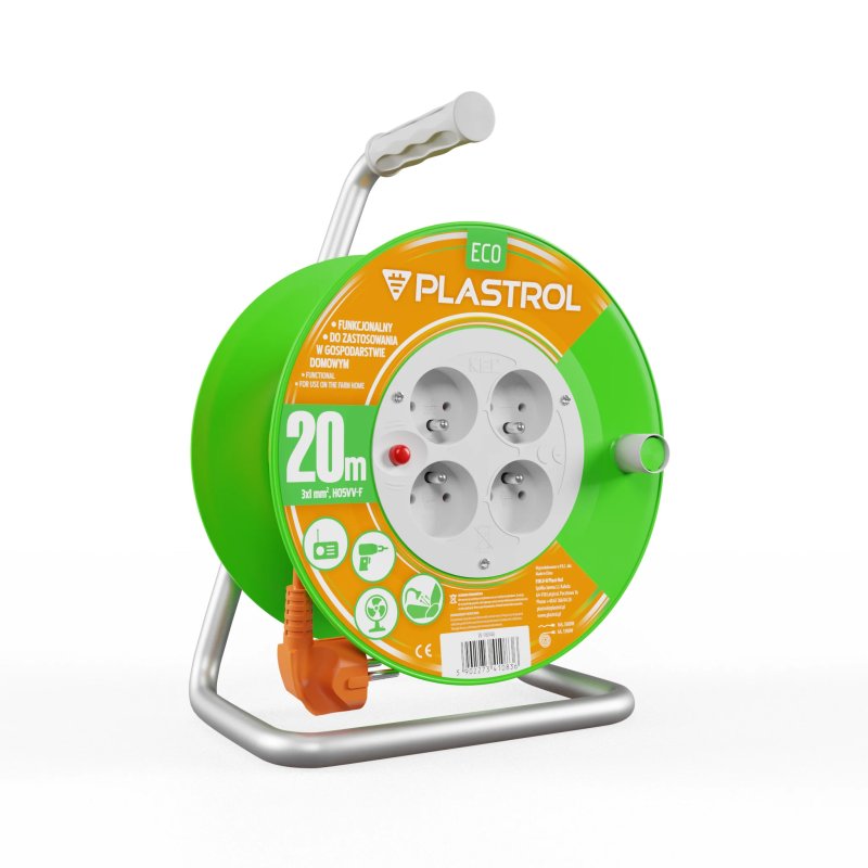 Przedłużacz bębnowy ECO LINE, 4x2p+Z - 20m