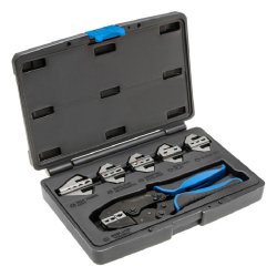 Zestaw szczypiec do zaciskania końcówek z wymiennymi szczękami, 6 sztuk