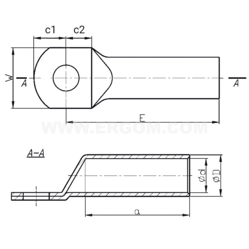 Końcówki Kablowe Aluminiowe Cienkościenne - 2KAM 240/10 (50 SZT.)