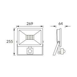 Naświetlacz czujnikiem ruchu KROMA LED S 100W GREY NW