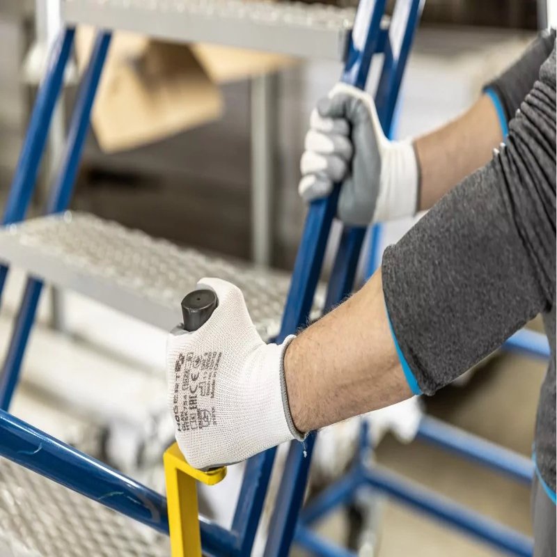 Rękawice ochronne Glan powlekane nitrylem biało/szare rozmiar 9