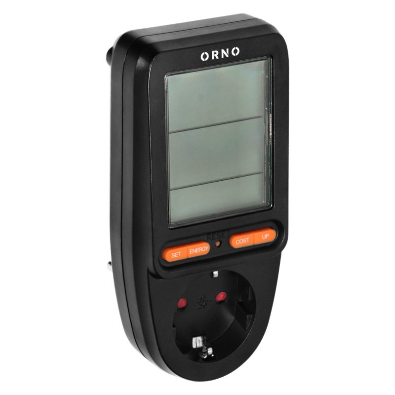 Watomierz, kalkulator energii z wyświetlaczem LCD Czarny