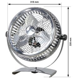 Wentylator biurkowy 15W chromowany regulowany kąt cichy Volteno