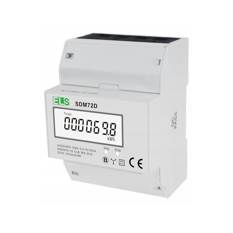 Licznik energii 3-fazowy 100A wyjście impulsowe podświetlany LCD SDM72D