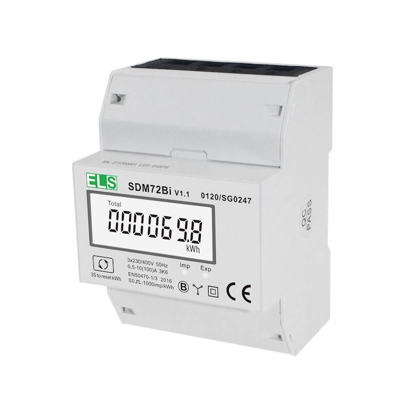 Licznik energii 3-fazowy 100A MID dwukierunkowy z wyświetlaczem LCD ELS