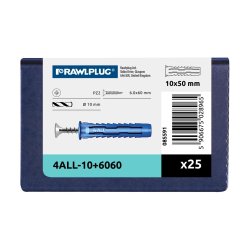 Kołek Uniwersalny 4ALL 10x50mm z Wkrętem 6,0x60mm 25 szt.