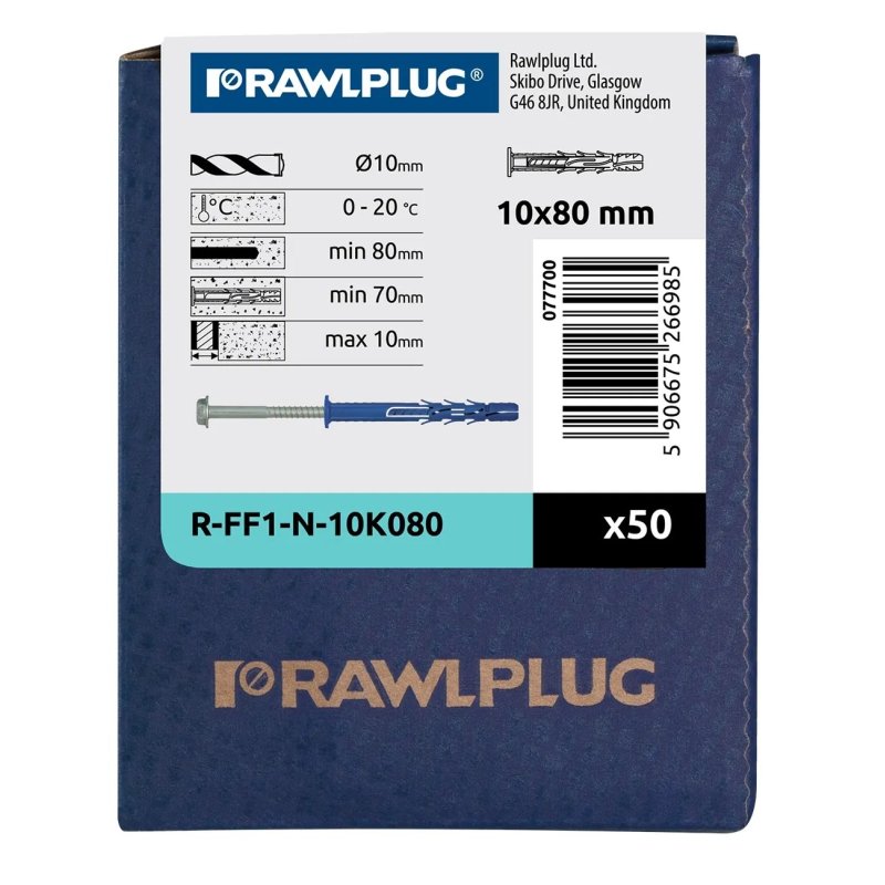 Kołek Ramowy R-FF1 10x80mm z Wkrętem Hex 7x89mm 50 szt. Do Profili Stali