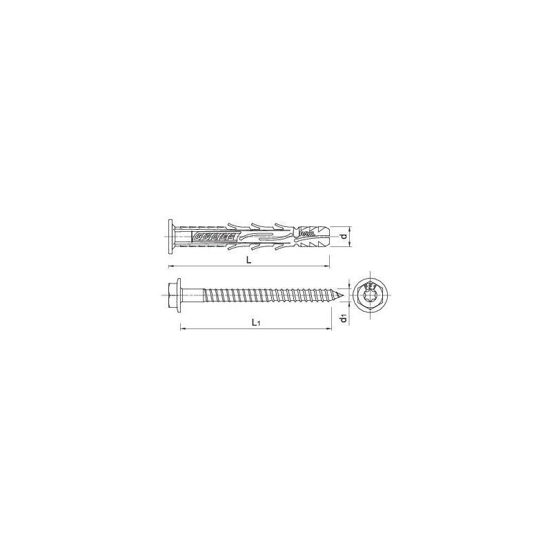 Kołek Ramowy R-FF1 10x80mm z Wkrętem Hex 7x89mm 50 szt. Do Profili Stali