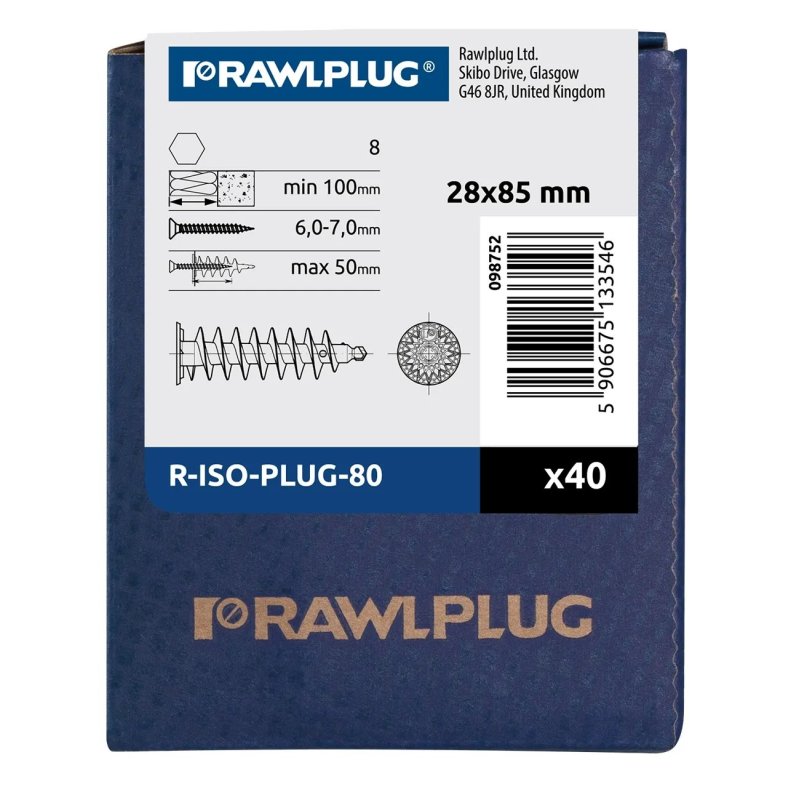 Kołek do Izolacji Elewacyjnej R-ISO-PLUG 80mm Samowiercący 40 szt.