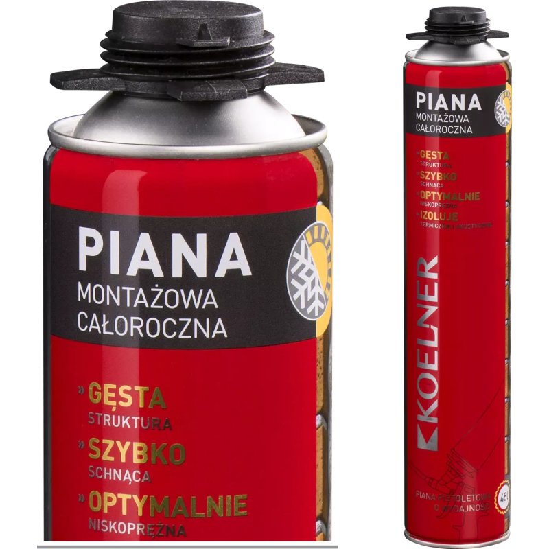 Piana poliuretanowa pistoletowa całoroczna 750ml Koelner niskoprężna montaż
