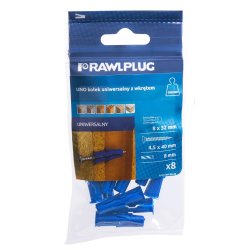 Kołek uniwersalny UNO 8x32mm z wkrętem 4.5x40mm nieregularne otwory 8szt.